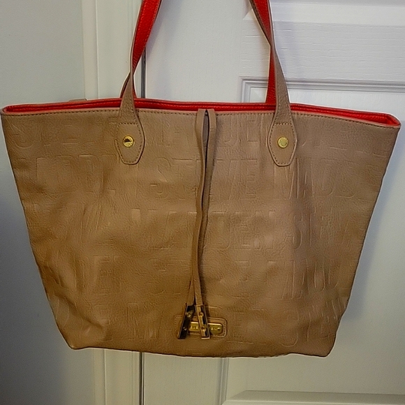 Steve Madden tote. Tan with orange interior. Satchel style. - Picture 1 of 4